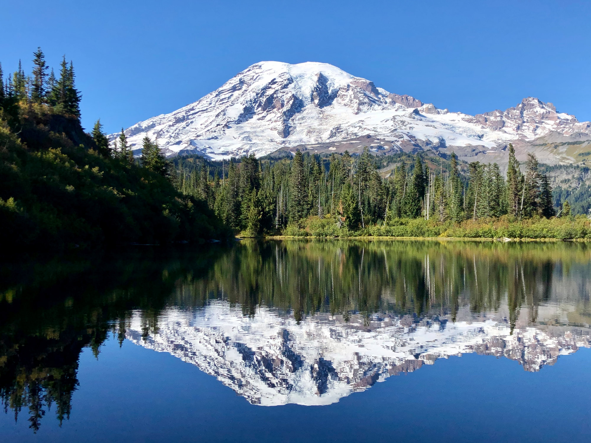 Mount Rainier reflected in an alpine lake